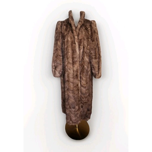 Vintage Long Brown Mink Sections Fur Coat Mint - Picture 1 of 7